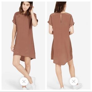EVERLANE rose taupe / pink short sleeve silk dress